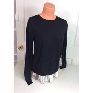 Dalia Black Sweater Stripe Hemline Womens Small